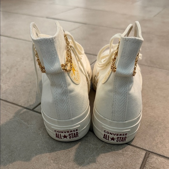 Converse Women's High-Top Sneakers in Off-White with Gold Accents - Picture 5 of 8